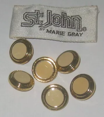 $8 • Buy St. John Replacement Buttons 6 Pce Cream Gold Tone 9/16  Across Shank