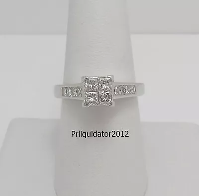 1CT Diamond Halo Solitaire Engagement Wedding Bridal Ring Band 14K White Gold  • $499.99