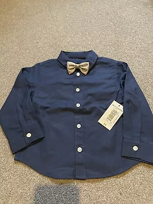 Matalan Blue Shirt With Bow Tie BN Never Worn Aged 18-24 Months • £5