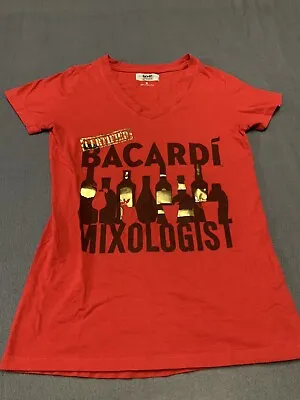 Bacardi T Shirt Women’s Small Red V Neck Red Shirt Sleeve • £5.13