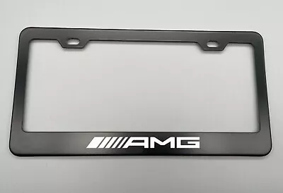 Laser Engraved Mercedes Benz AMG Stainless Steel  Black LICENSE PLATE FRAME • $12.95