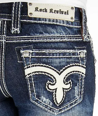 $79.97 • Buy Rock Revival Bootcut Jean Low Rise Alanis Thick Stitch Bootcut Jean 26/33 DEFECT