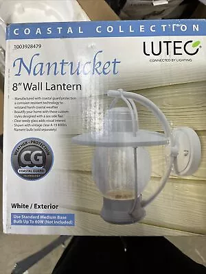 LUTEC Coastal Nantucket 1-Light White Outdoor Wall Lantern Sconce • $20