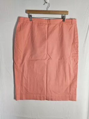 J Crew Pencil Skirt Womens Plus Size 18 Midi Length Stretch Back Zip Slit Coral • $29.98