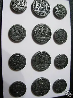 METAL BLAZER  BUTTON SETS Coat  Lion And Crown Design 5/8 /3/4   D Pewter 12 PC  • $22