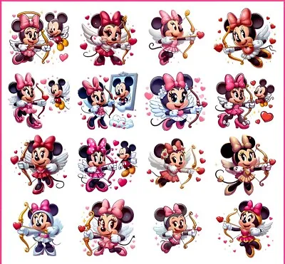 Valentine's Day Mickey/Minnie Mouse Cartoon Waterslide Nail Art Water Decals • $3