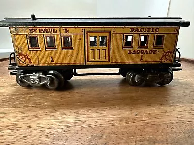 POSTWAR MARX O GAUGE St. PAUL & PACIFIC 8 WHEEL DESIGN 7 INCH BAGGAGE CAR #1 • $29