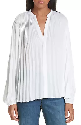 EUC XS Women's Vince White Pleated Button Up Blouse • $34.99