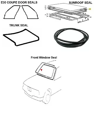 BMW E30 Coupe 2 Doors Weatherstrip Trunk Rubber Sunroof Windshield Seals • $189.91