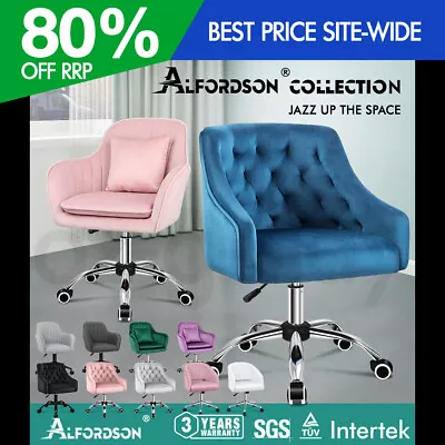 ALFORDSON Velvet Office Chair Fabric Armchair Computer Swivel Study Adult Kids • $129.95