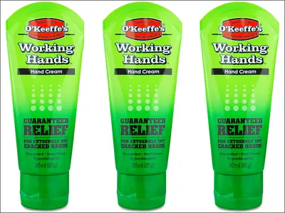 3 X Tubes O'Keeffe's Working Hands Cream. For Extremely Dry/Cracked Hands. 80ml • £19