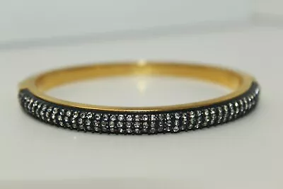 GORGEOUS Goldtone J. CREW Clear Pave Rhinestone Opening Bangle Bracelet • $24