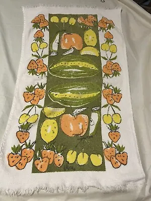 Vintage Vera Neumann Terry Cloth Tea Towel Cherry Strawberry Melon Apple Fruit • $17.99