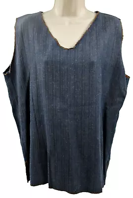 TRIBE *A People United* Hand-woven Blue Cotton V-neck Tank Top MADE IN NEPAL L • $14.99