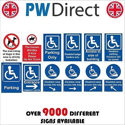 £4.45 • Buy Disabled Parking Signs Horses Dogs Animals Livestock Entrance Wheelchair GBP201