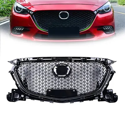 Front Grille Bumper Upper For 2017-18 Mazda 3 Axela Replacement Black Honeycomb • $100.46