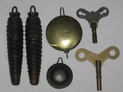 Antique Clock Brass Metal Pendulums & Keys Parts Cuckoo Weights Mantle Clocks • $15