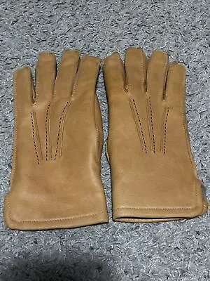 Brown Deer Skin Leather Rabbit Fur Lined Winter Gloves Ladies Size Large • $48.99