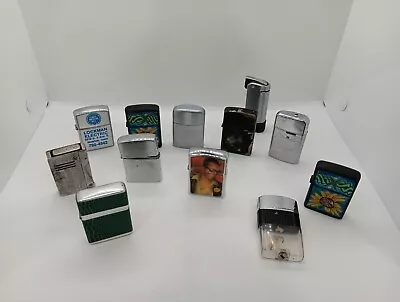 Vintage Metal Cigarette Cigar Lighters LOT OF 12. FishingBook Lighter Unusual  • $9.99