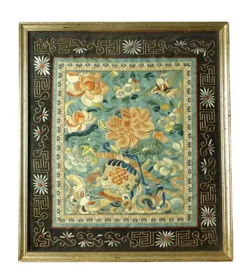 $220 • Buy Antique Chinese Silk Embroidery Panel Handmade Forbidden Knot Wall Art Decor