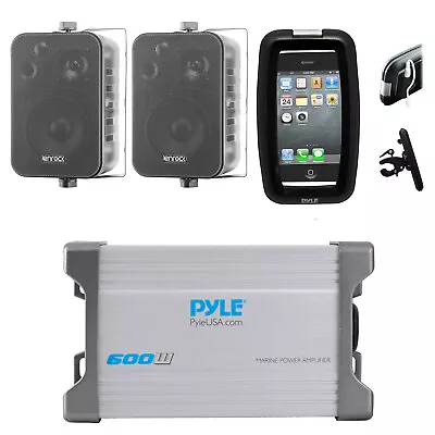 Pyle Outdoor Marine Grade Boat Bike Use Black Box Speakers IPod Input Amplifier • $143.49