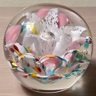 Vintage Millville Art Glass Paperweight Frit Lily On Double Confetti Umbrella 3” • $74.99