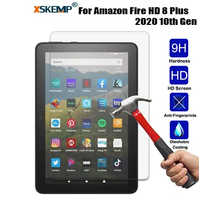 Screen Protector For Amazon Fire HD 8 10th HD8 Plus 2020 9H Clear Tempered Glass • $15.53