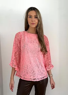 Brand New Brand New Wallis Coral Floral Lace Blouse Top Size 10- 20 • £14