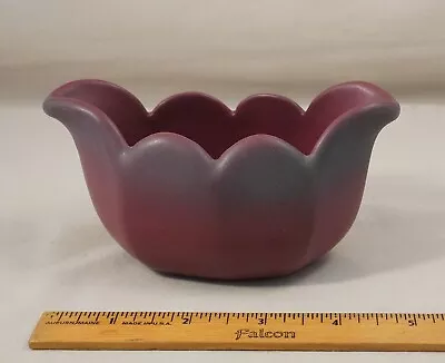 Vintage Van Briggle Pottery Tulip Bowl Planter Mulberry To Grey Scalloped  Edge • $24.99