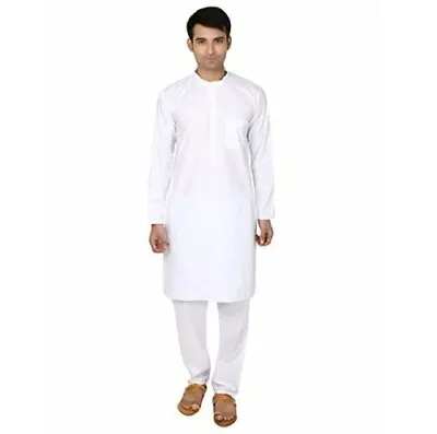 New White Cotton Kurta Pajama For Men Yoga Indian Clothing • £18.28