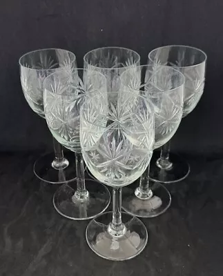 Lot Of 6 Vintage Clear Crystal Wine Glasses • $45