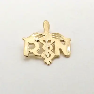 14k Gold Registered Nurse Charm Pendant Medical Caduceus RN • $65.55