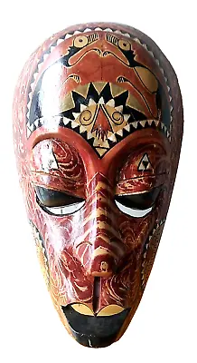 Wood Tribal Mask Mother Of Pearl Inlay Hand Painted • $34.97