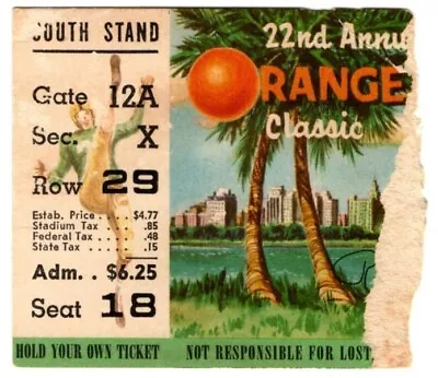 1956 ORANGE BOWL Ticket Stub OKLAHOMA SOONERS Vs MARYLAND TERRAPINS 1/2/56 • $23.99