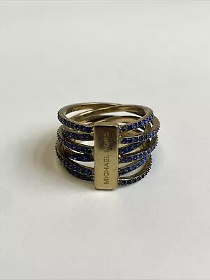 Michael Kors Blue Pave Glitz Criss Cross Ring Size 8 • $32.40