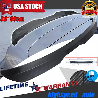 39“ Universal Car Rear Roof Lip Spoiler Tail Trunk Wing Sticker Carbon Fiber • $39.99