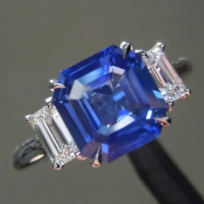 £2193.96 • Buy Sapphire Diamond Wedding Ring Asscher Cut 2.46 Carat 14K White Gold Size L M N O