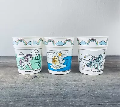 3 Vintage 1986 My Little Pony Sun Shower Sweet Stuff Peach Blossom 8Oz Cups • $20.21