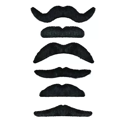 6 X Fancy Dress Stick On Adhesive Moustache Set Handlebar Pencil YMCA Mexican • £4.99