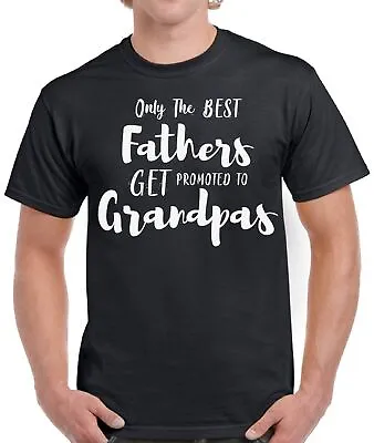Men's The Best Father Get Promoted To Grandpa Men's T-Shirt Christmas Dad Gift • $14.89
