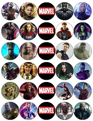 Marvel Mixed Characters Edible Cupcake Toppers Edible Wafer Paper  X 30 • £2.50