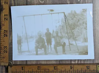 Vintage Photo Girl Waiting Patiently For Adults To Get Off Swings LOL • $3.99