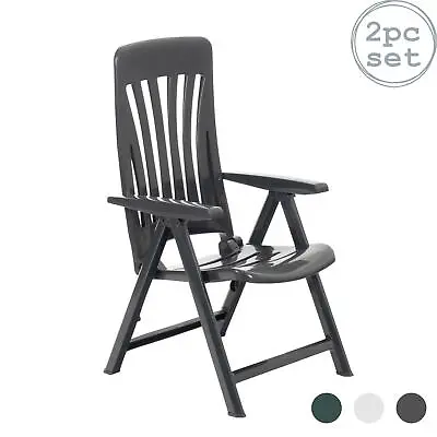 Resol 2x Blanes Reclining Garden Chairs Outdoor Furniture Grey • £100