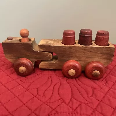 Vtg Montgomery School House  Wood BARREL CARRYING TRUCK All Parts • $15