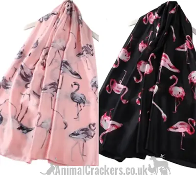£11.95 • Buy PURE SILK Flamingo Scarf Headscarf Neckerchief PINK OR BLACK Flamingo Lover Gift