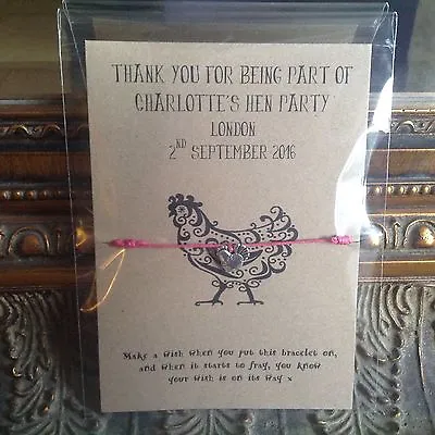 £29.80 • Buy Personalised Hen Night / Party Wish Bracelets Hen Charm Hen Favours Bags 