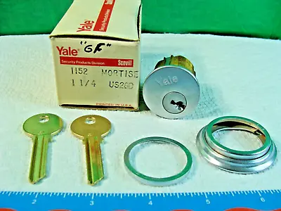 Yale Mortise Cylinder Lock 1152 1-1/4 US26D Satin 2-Blank-Keys NIB NOS GF • $20