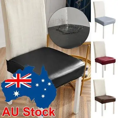 $7.99 • Buy Waterproof PU Leather Chair Cushion Covers Stretch Dining Seat Slipcover Black