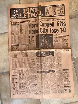 1976/77 Football Pink Newspaper; Manchester United/City V Leeds/West Ham • £6