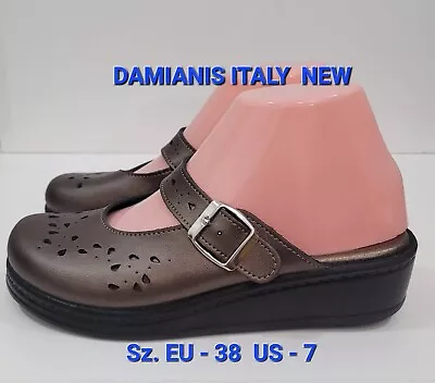 Damianis Italy Womens Mary Jane Comfort Leather Clogs Slides Sz.EU-38 US-7 • $29.99